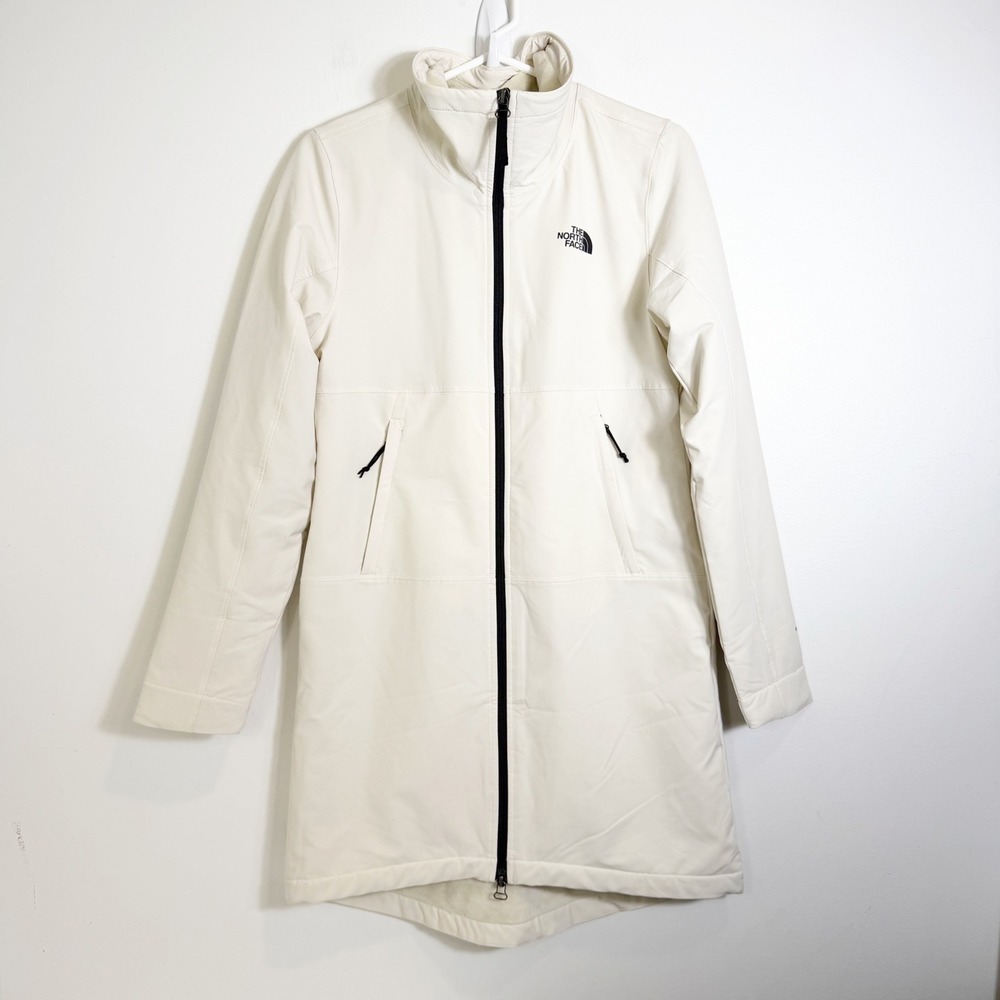 The North Face Windwall Softshell Parka Women S Cream Fleece Lined Long Jacket